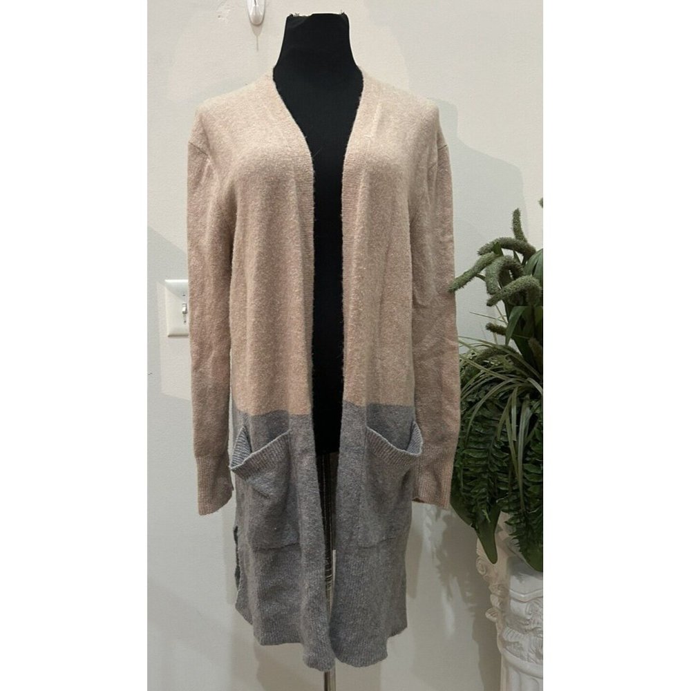 Madewell Kent Colorblock Cardigan Merino Wool Heather Beige Sweater Size S